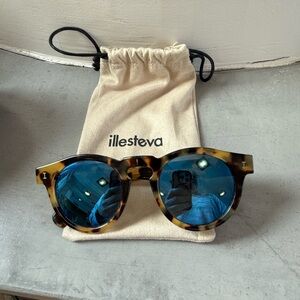 Illesteva Tortoise Frame with Reflective Blue Lenses
